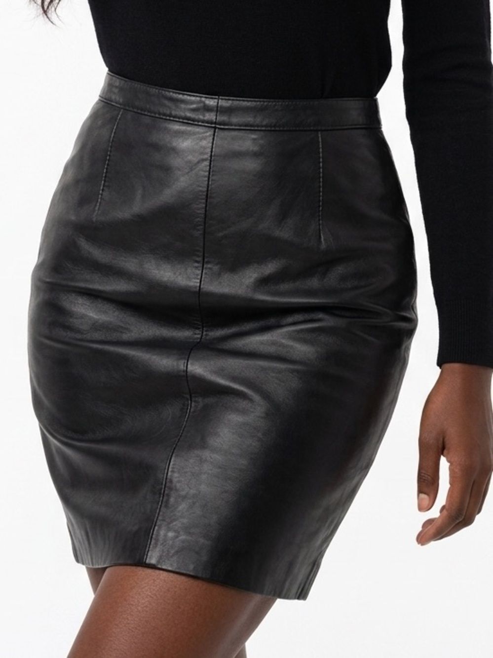 MICHAEL HOBAN | Vintage Black Leather Skirt Women’s Size 7/8